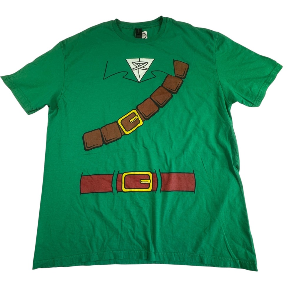Nintendo Legend of Zelda Link Costume Tshirt Mens‎ XLarge Green Gildan Softstyle